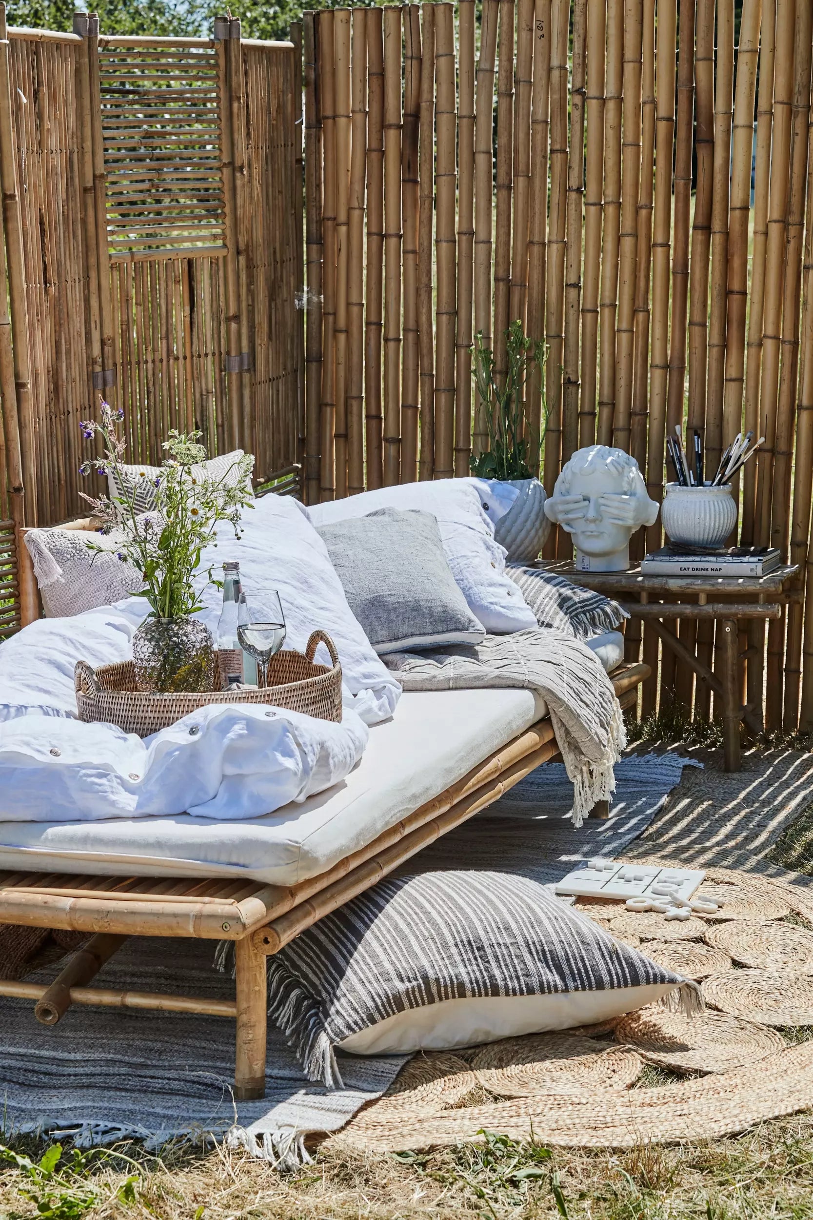 Lene Bjerre Mandisa Daybed m/pute Hvit Bambus 215x100x74cm