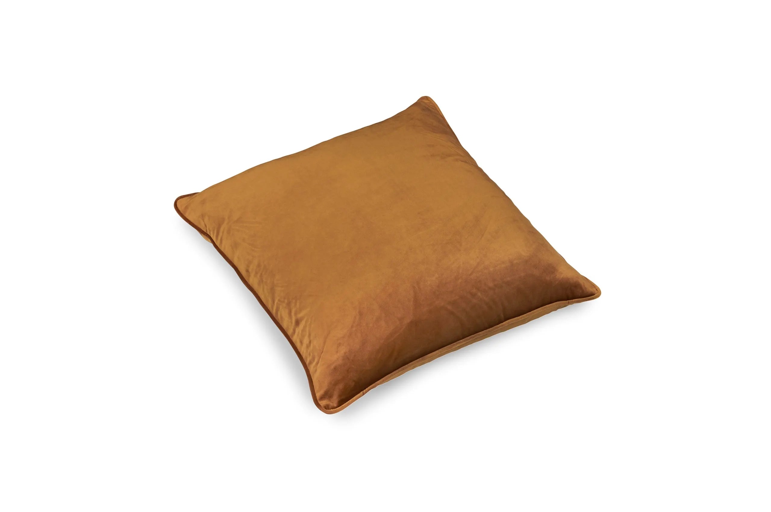 Pute 55cm x 55cm Velour Caramel Inkl. Dun/fjær innmat