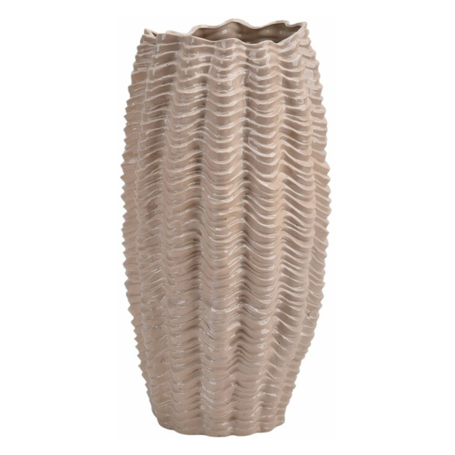Beige Steintøysvase H60 cm